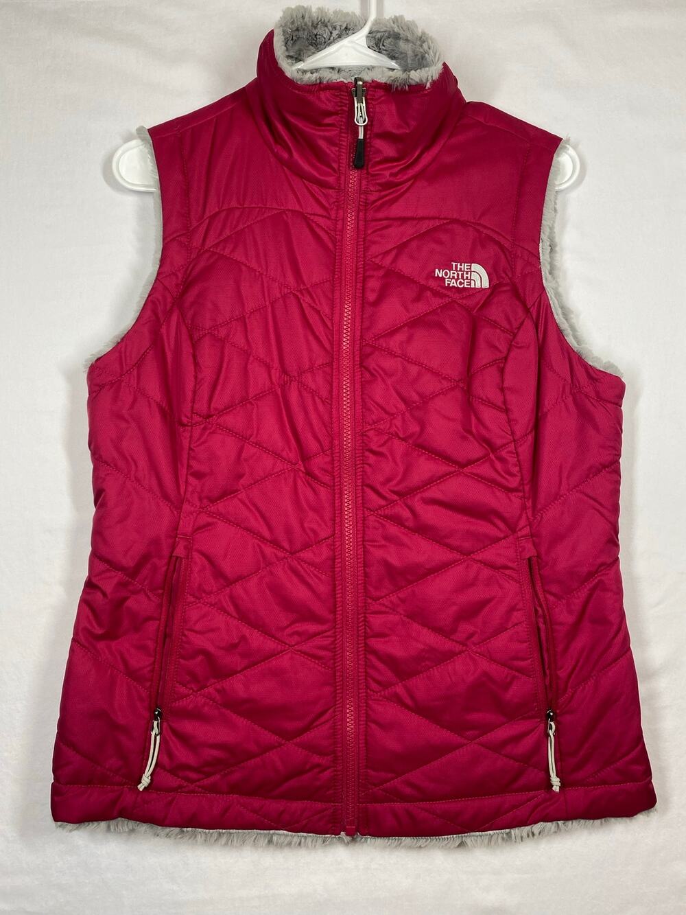 The North Face Women's Small Pink/Gray Mossbud Swirl Insulated Reversible Vest